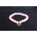 2013 new style Rose Quartz 8MM Round Beads Stretch Gemstone Bracelet with alloy pendant